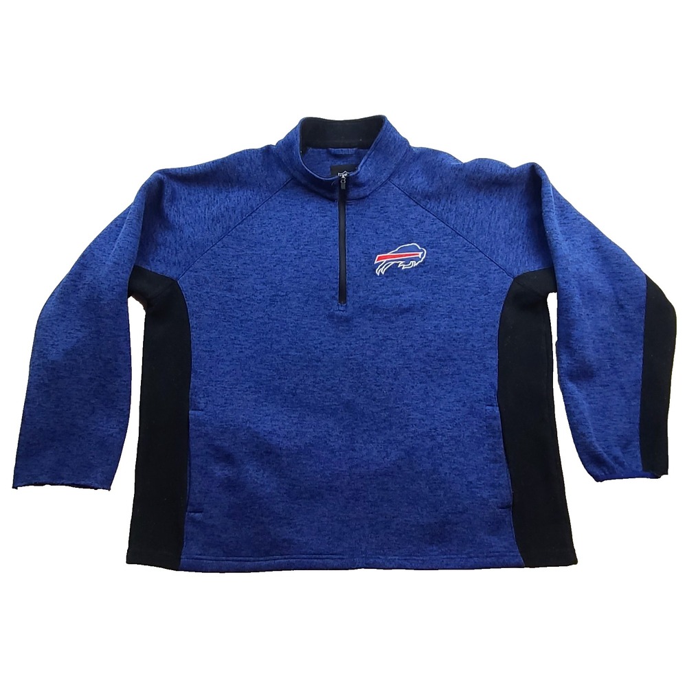 Buffalo Bills NFL Men’s XXL Blue Quarter Zip Pullover Fleece Football Sweater